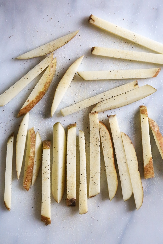 Crispy french fries made in the air-fryer, with just a small amount of oil!