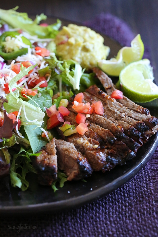 This Carne Asada steak salad is made with everything I love – juicy steak, pico de gallo, Monterey Jack cheese and guacamole. Inspired by my favorite taco salad, it's quick, tasty, low-carb and high in protein which fills you up and leaves you satisfied.