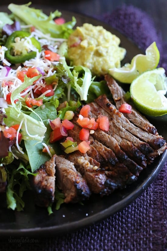 This Carne Asada steak salad is made with everything I love – juicy steak, pico de gallo, Monterey Jack cheese and guacamole. Inspired by my favorite taco salad, it's quick, tasty, low-carb and high in protein which fills you up and leaves you satisfied.