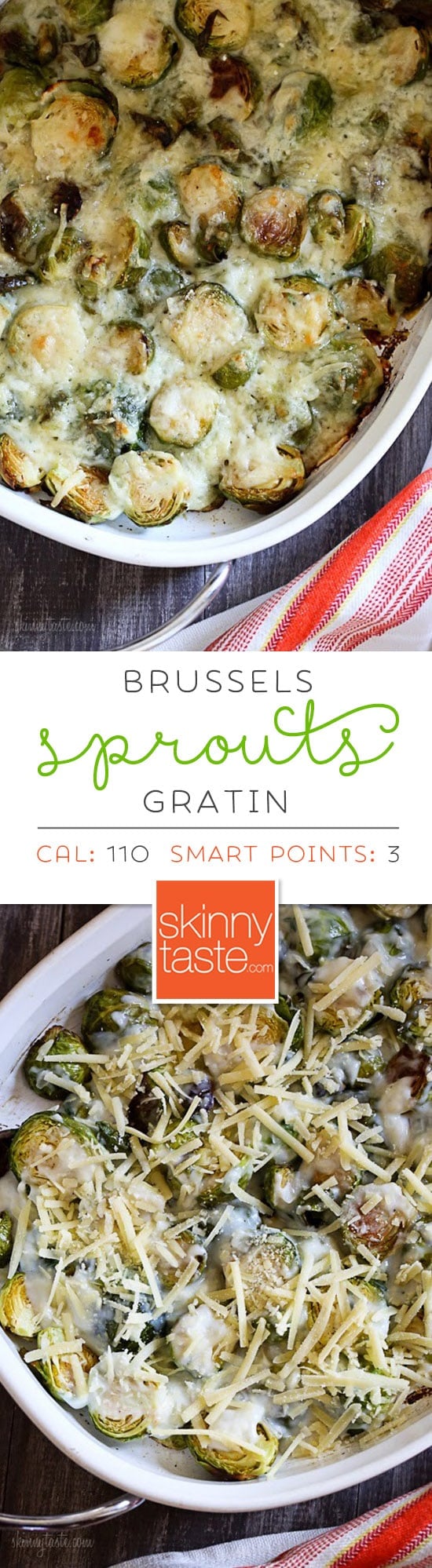 Brussels Sprouts Gratin are the perfect Holiday side dish! The brussels sprouts are roasted until crisp, then topped with a light cheese sauce made with Gruyere and parmesan, and baked until brown and bubbling. If you are as obsessed with brussels sprouts as I am, you'll love these! #bestbrusselssprotesrecipe #brusselssproutsgratin #brusselssprouts #thanksgivingsidedish #brusselssprouts