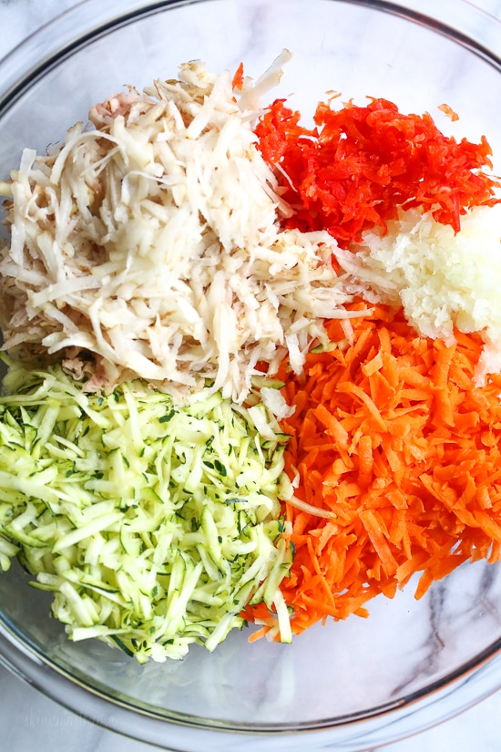 These veggie-packed latkes, are not your traditional latkes, they’re made with shredded potatoes, carrots, zucchini and bell pepper, and they are cooked in a waffle iron so there’s no need to fry! Top them with sour cream, lox and capers or with apple sauce on the side.