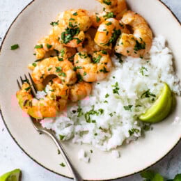 Cilantro Lime Shrimp with rice