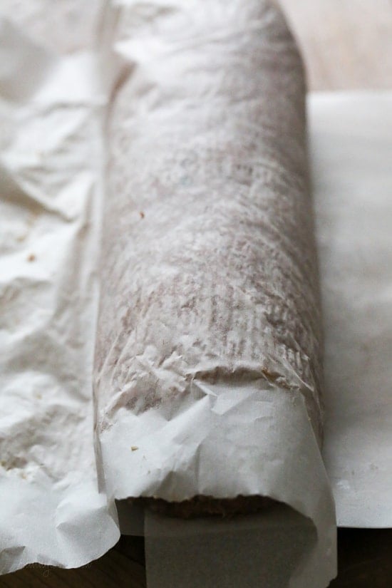 The best tasting, moist turkey meatloaf stuffed with cheddar cheese, spinach and rolled, jelly roll style topped with a ketchup based glaze. 