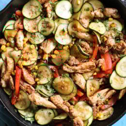 Southwest Chicken Skillet with Corn and Zucchini is the perfect veggie-loaded dinner made all in one pot!