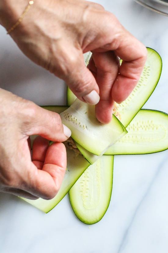 These low-carb pork dumplings, made with zucchini in place of dough are so dang good, you won't miss the carbs! They are also keto, paleo, gluten-free and whole30 friendly!