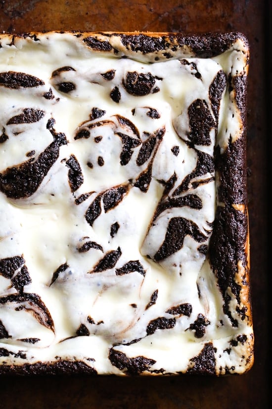 These homemade, cheesecake brownies are SO good and they are gluten-free and flourless by using almond meal in place of wheat flour, then swirled with a cheesecake topping!