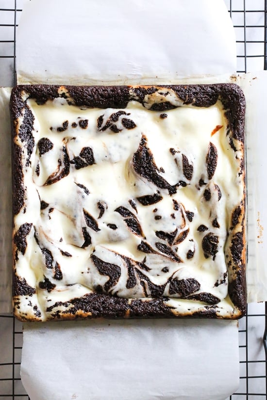 These cheesecake brownies are SO good and flourless made with almond meal instead of wheat flour, which also makes them naturally gluten-free!