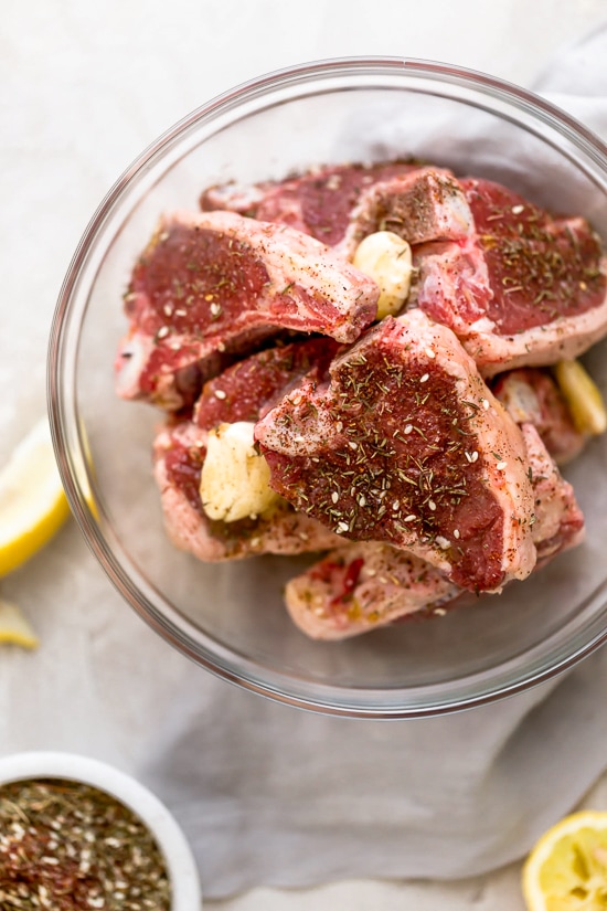 Grilled lamb loin chops seasoned with Za'atar, a Mediterranean blend of sumac, thyme, sesame and salt.