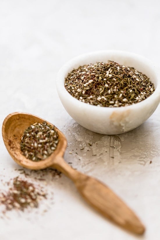 Grilled lamb loin chops seasoned with Za'atar, a Mediterranean blend of sumac, thyme, sesame and salt.