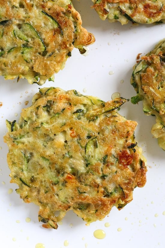 Zucchini and Feta Fritters, a fabulous summer side dish to make great use of in-season zucchini and mint.