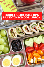 turkey club roll ups in a bento box