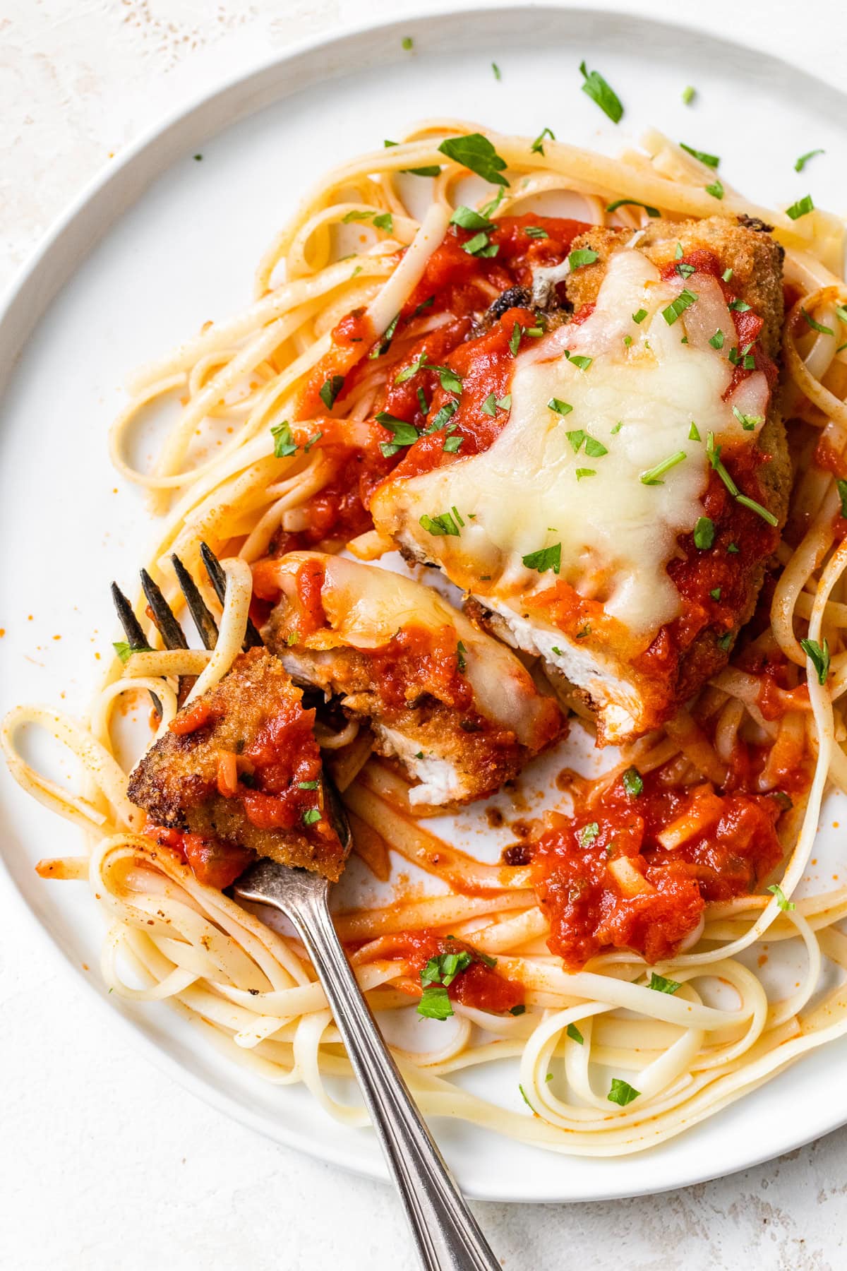 Chicken Parmesan with pasta
