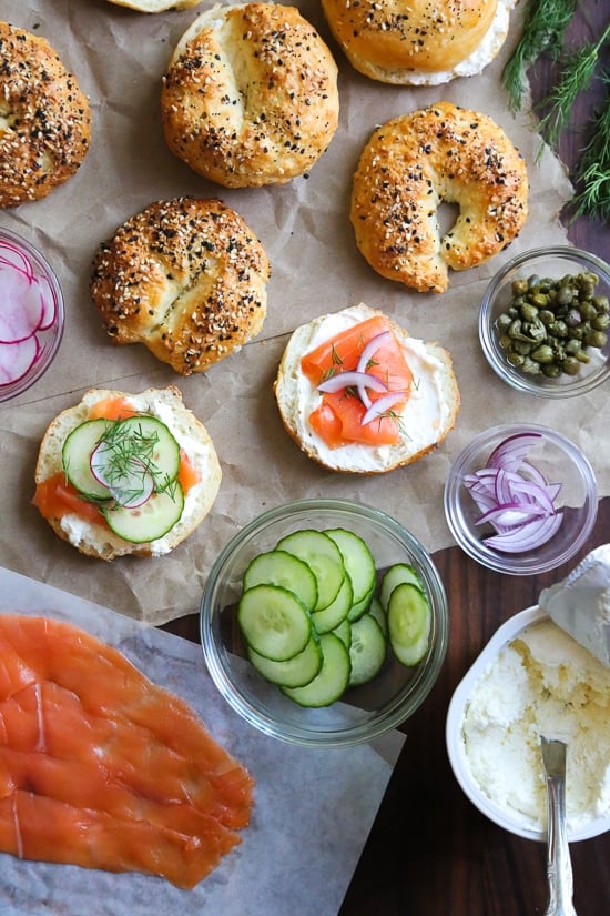 Setting up a bagel bar is the perfect fuss-free breakfast or brunch solution for easy entertaining!