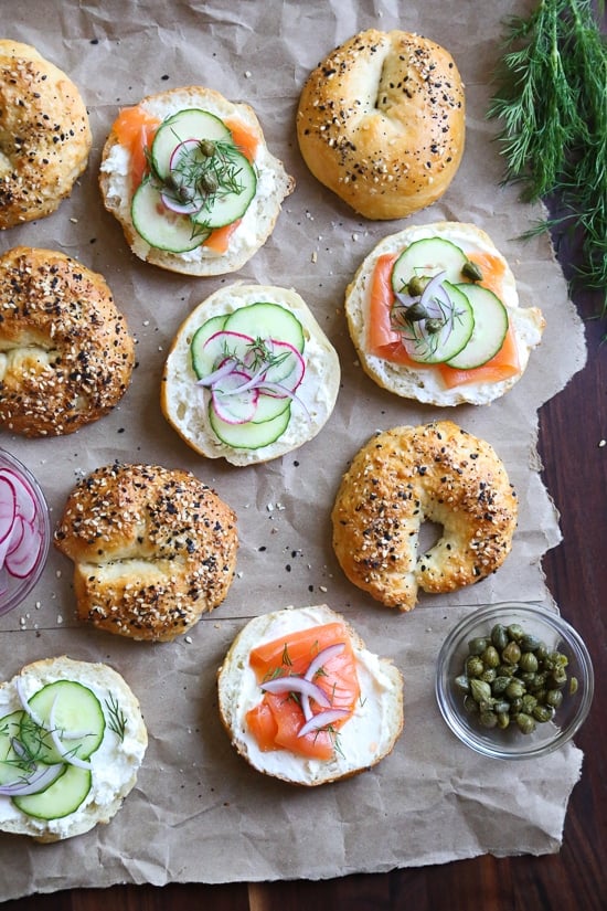 Setting up a bagel bar is the perfect fuss-free breakfast or brunch solution for easy entertaining!