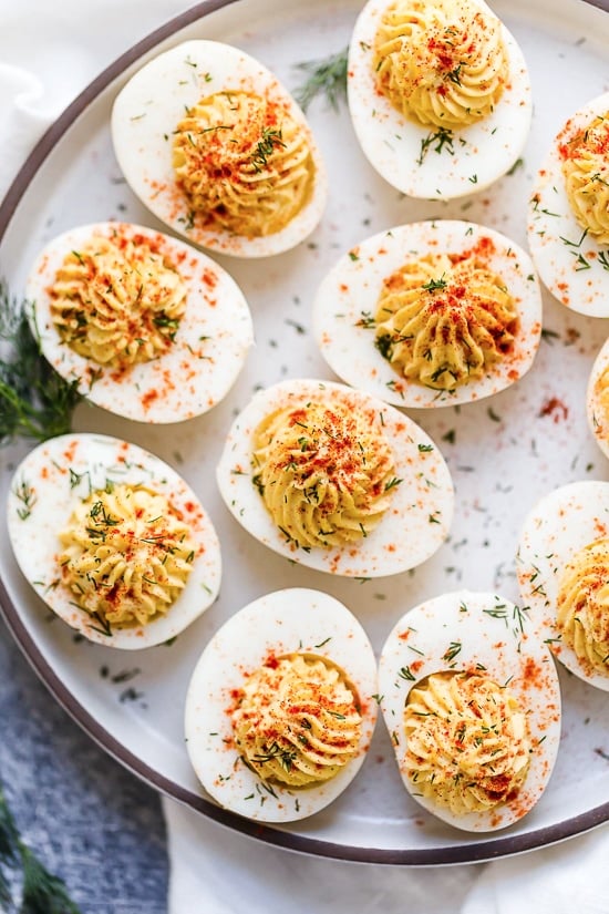 Deviled eggs on a platter