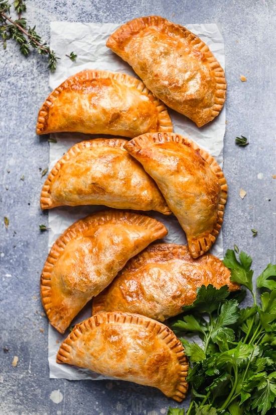 These Leftover Turkey Pot Pie Empanadas, or hand pies are a delicious way to use up your leftover Thanksgiving turkey!