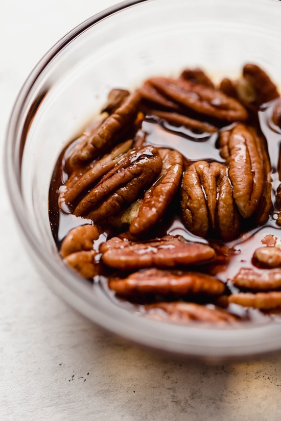 Sticking with my philosophy of eating smaller portions, I love to make desserts in shot glasses like these Maple Pecan Cheesecake Shooters!