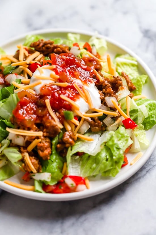 Taco Salad Meal Prep This delicious Turkey Taco Salad is perfect to meal prep, to make ahead for lunch for the week!