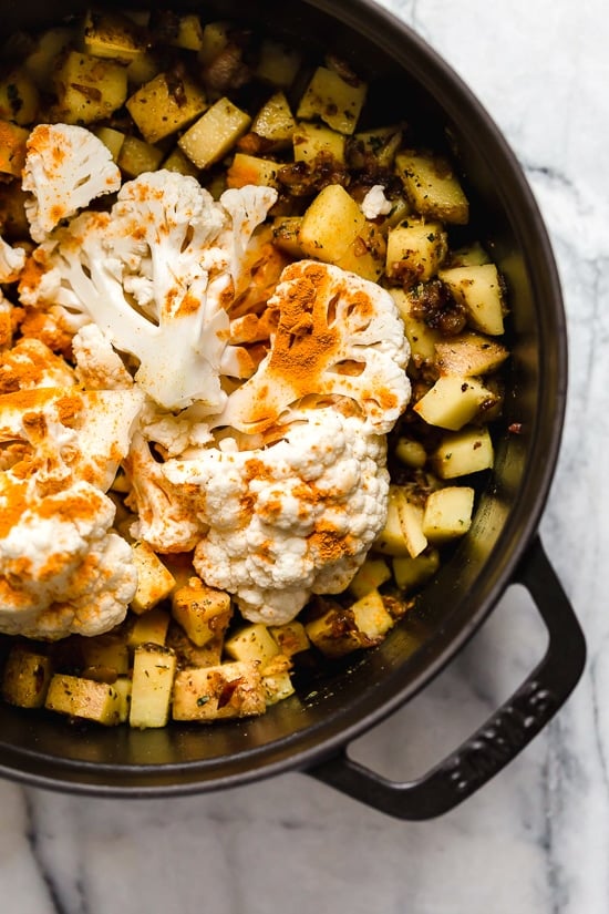 This corn chowder uses cauliflower to make it creamy, without adding cream.