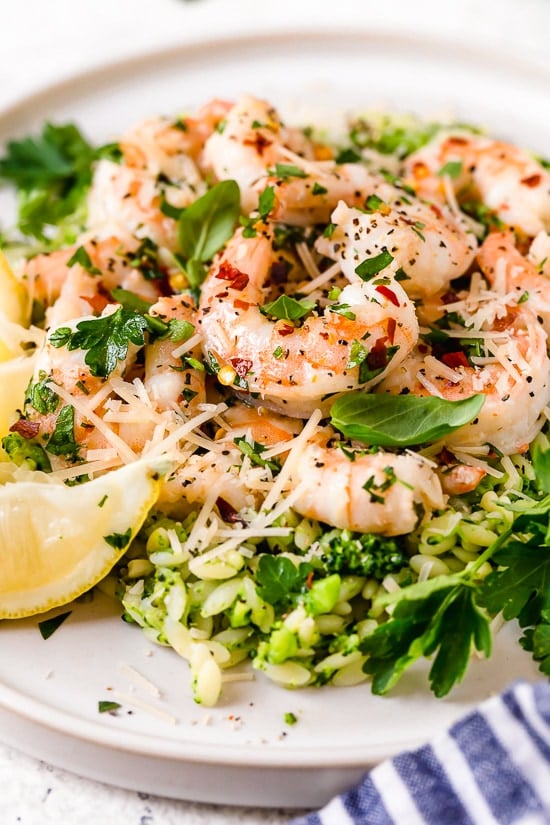This quick and easy Shrimp Scampi with Broccoli Orzo is a dish the whole family will love and it's ready in under 30 minutes!