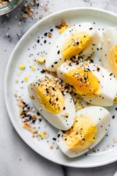 Air Fryer Hard Boiled Eggs with everything bagel seasoning