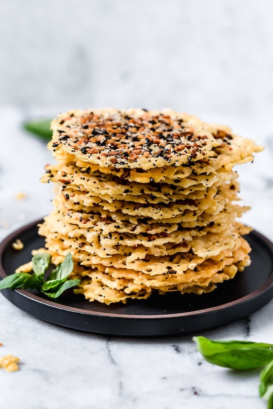 I love making these Everything Parmesan Crisps as a low-carb snack, to add to Caesar salad or a charcuterie board.