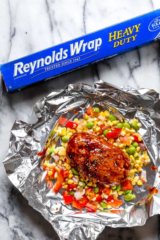 Easy foil packet meatloaf dinner.