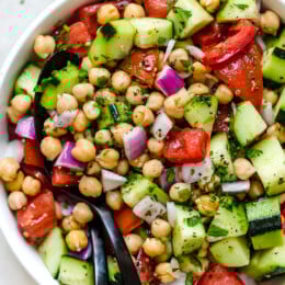 Chickpea Salad with tomatoes and cucumbers