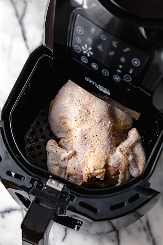 This Buttermilk-Marinated Air Fryer Whole Roasted Chicken comes out unbelievably juicy and delicious. It's so easy to make, just 3 ingredients!