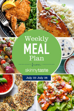 A free 7-day flexible weight loss meal plan including breakfast, lunch and dinner and a shopping list. All recipes include calories and Weight Watchers SmartPoints®.