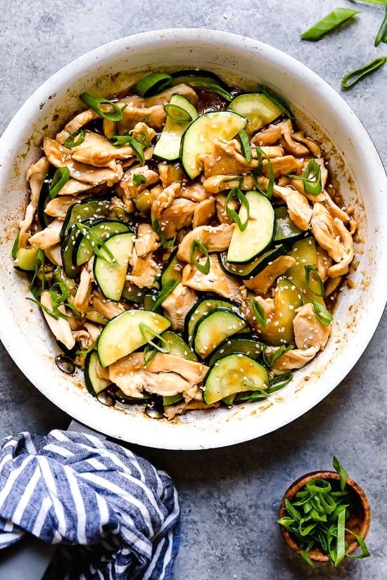 This quick Chicken and Zucchini Stir Fry is made with chicken breast, zucchini and an easy stir fry sauce.
