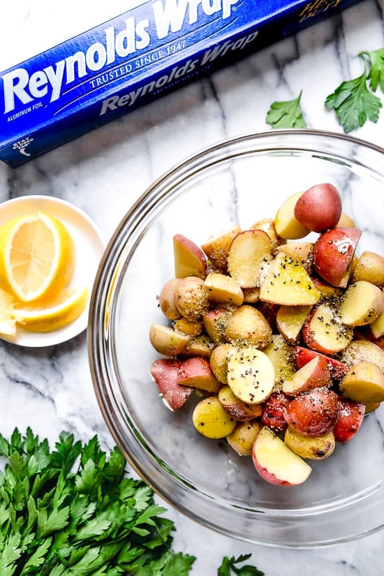 Potato Foil Packets can be grilled or baked in the oven! A delicious side dish, and the best part – easy cleanup!