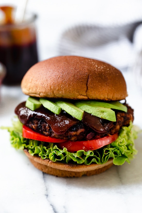 This is a veggie burger that even hearty meat-eaters will love! Made with beans, oats, brown rice, beets and a whole lot of spices, this veggie burger is a real crowd pleaser.