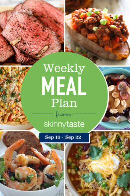 A free 7-day flexible weight loss meal plan including breakfast, lunch and dinner and a shopping list. All recipes include calories and Weight Watchers SmartPoints®.