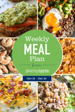 A free 7-day flexible weight loss meal plan including breakfast, lunch and dinner and a shopping list. All recipes include calories and Weight Watchers SmartPoints®.