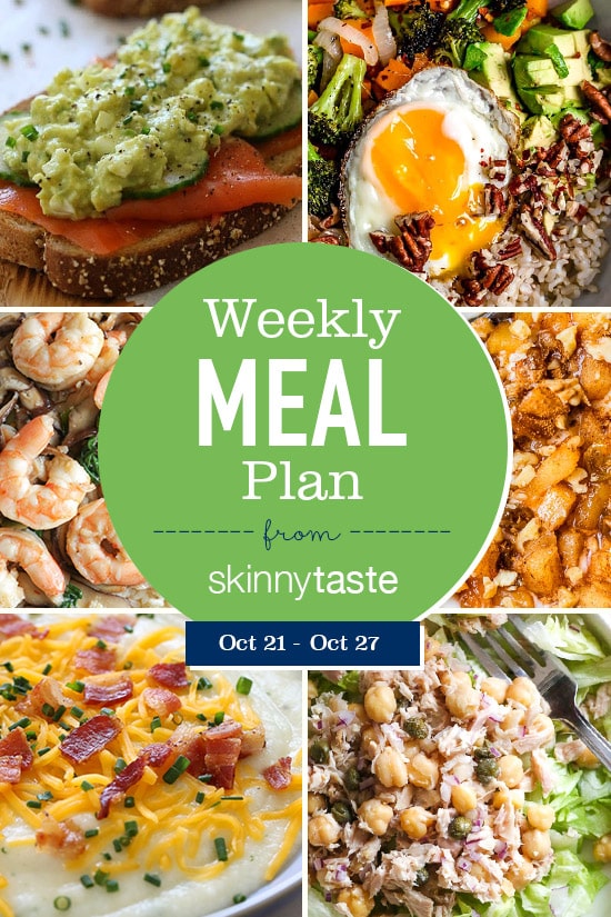 A free 7-day flexible weight loss meal plan including breakfast, lunch and dinner and a shopping list. All recipes include calories and Weight Watchers SmartPoints®.
