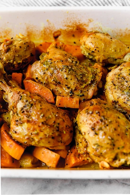Turmeric Roasted Chicken and Sweet Potatoes