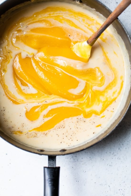 white sauce with butternut squash