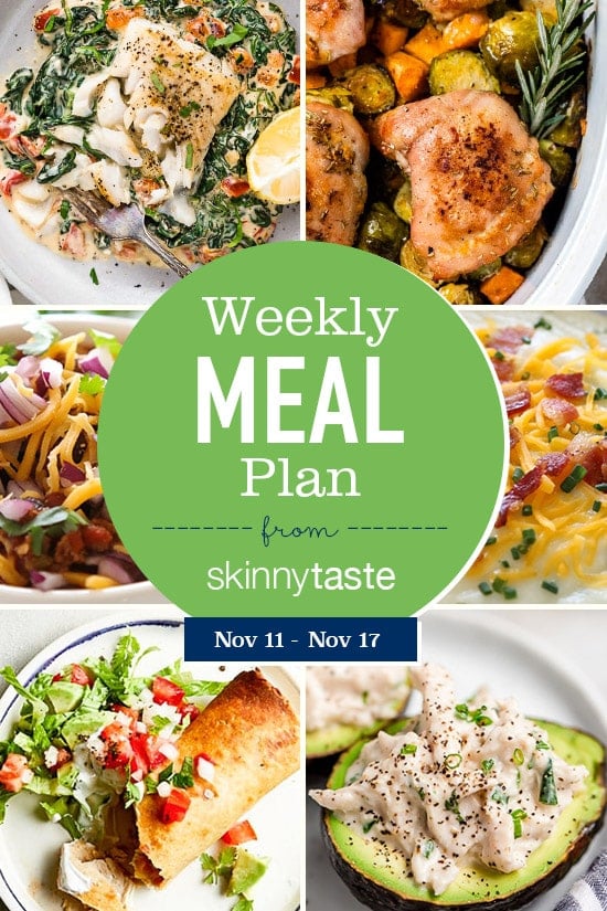 A free 7-day flexible weight loss meal plan including breakfast, lunch and dinner and a shopping list. All recipes include calories and WW SmartPoints®.