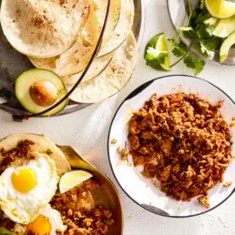 A lighter version of Mexican Chorizo made with ground turkey and a smoky spice blend, perfect for adding to eggs, tacos, and more!