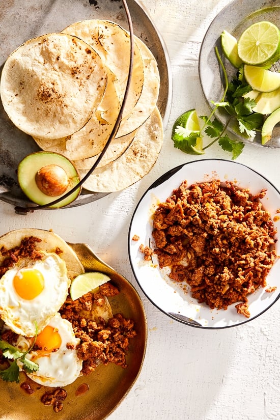 A lighter version of Mexican Chorizo made with ground turkey and a smoky spice blend, perfect for adding to eggs, tacos, and more!