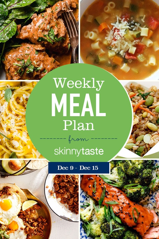 A free 7-day flexible weight loss meal plan including breakfast, lunch and dinner and a shopping list. All recipes include calories and updated WW Smart Points.