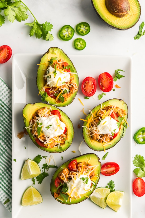Taco Tuesday just got a little better with these low-carb Turkey Taco Stuffed Avocados – I'm obsessed!