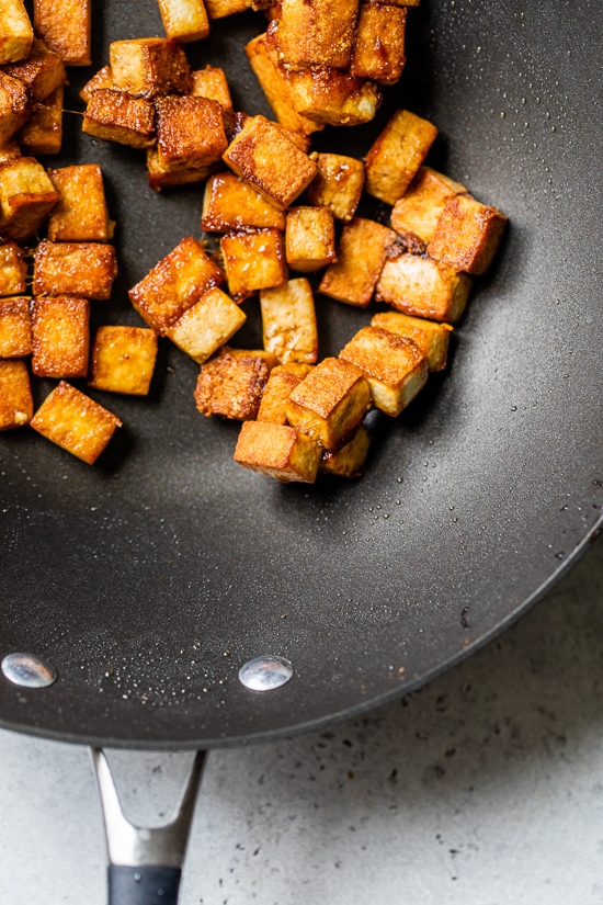 Stir fried tofu for Kung Pao