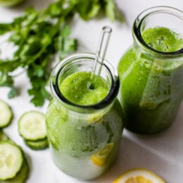 This healthy, Green Apple Lemon Cucumber and Ginger Smoothie is a great source of many vitamins and minerals, especially vitamin C and a great way to boost your immune system.