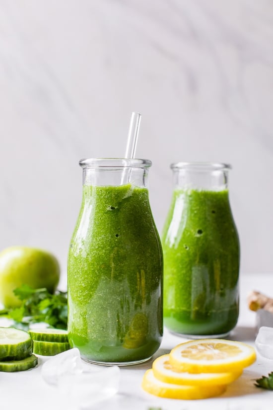 This healthy, Green Apple Lemon Cucumber and Ginger Smoothie is a great source of many vitamins and minerals, especially vitamin C and a great way to boost your immune system.