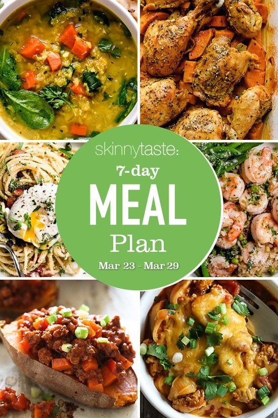 A free 7-day, flexible weight loss meal plan including breakfast, lunch and dinner and a shopping list. All recipes include calories and updated WW Smart Points.