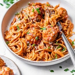 This one-pot Instant Pot Spaghetti and Meatballs is a fast and easy dish the kids and whole family will love!