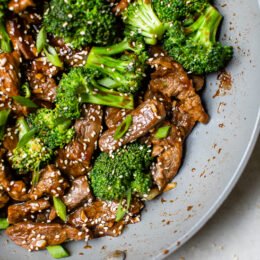 Broccoli Beef in a wok