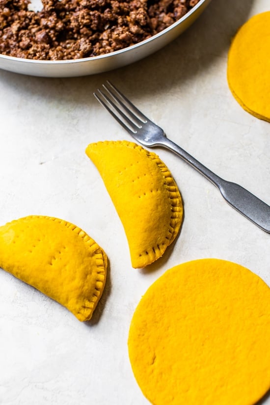 folded Beef Patties before baking